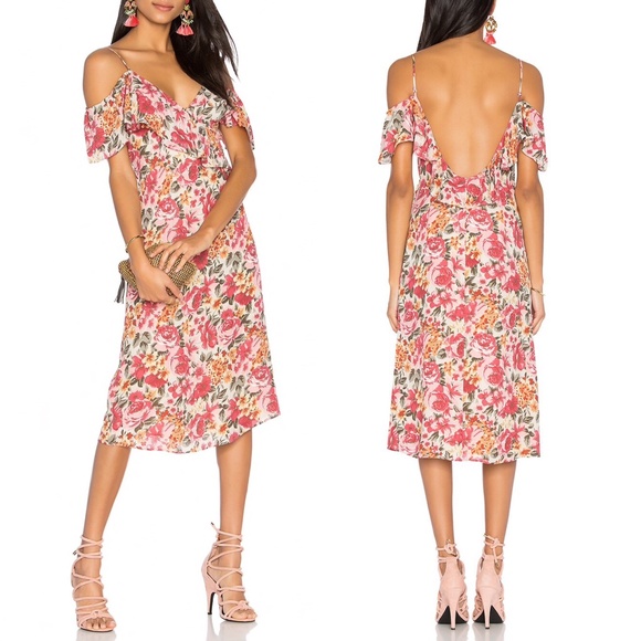✨NWT✨ LPA Ruffle Floral Midi Dress 137 in Vintage Rose Pink Sz XS - Picture 6 of 11